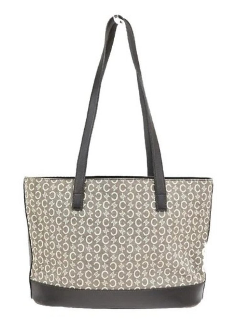 CELINE C Macadam Pattern Tote Bag Canvas Leather Brown Italy GHW 30CB114
